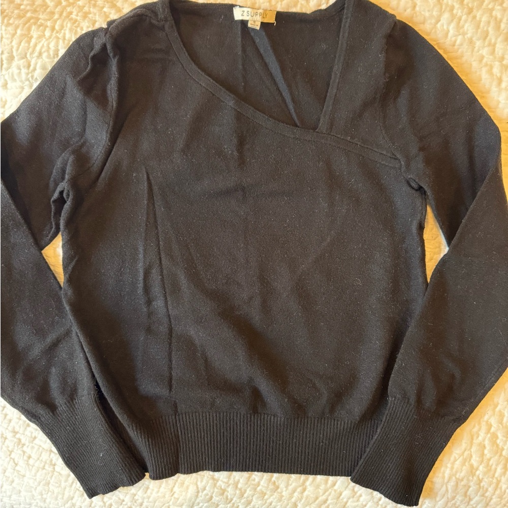 Z Supply Black Asymmetrical Women's Sweater